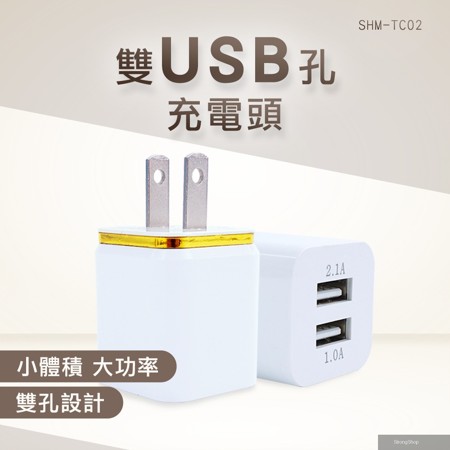 雙USB孔充電頭 2入 多孔充電器 雙孔充電器 豆腐頭充電器 USB 旅行充電器 快充頭 家用充電插頭 208-TC02