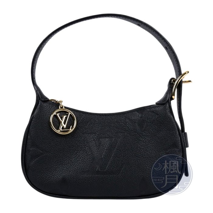 注目 超人氣賣家 BRAND楓月 11282 LOUIS VUITTON LV M82391 黑原花壓紋肩背包 晶片款