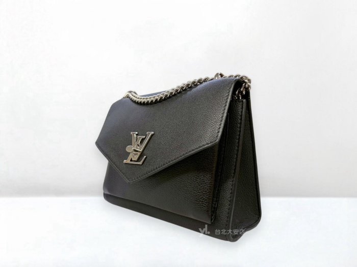 遠麗精品 132 A13205 LV包包 Mylockme 黑色牛皮銀轉釦下蓋鏈包M51418 (台北大安店)