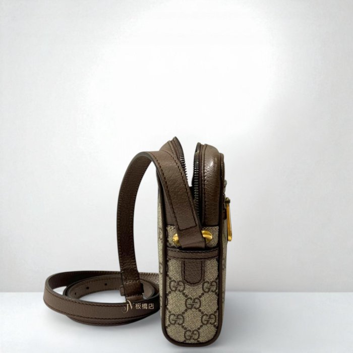 喬萱名品 12 JS0568 GUCCI包包 老花拼咖啡色皮革OPHIDIA日字小側背包598127 (板橋店)