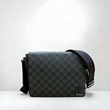 喬萱名品 12 JA1978 LV包包 黑灰棋盤格帆布下蓋斜背郵差包N42710 (桃園店)