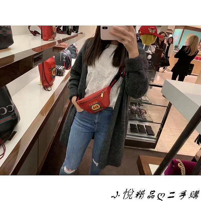 嚴選精品二手旗艦店 19 GUCCI 493869 腰包 黑色 牛皮 綠紅綠 WEB 楊冪 胸口包 530412 現
