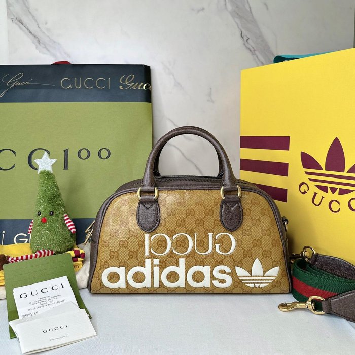 緻美全新二手精品 GUCCI 聯名愛迪達波士頓包