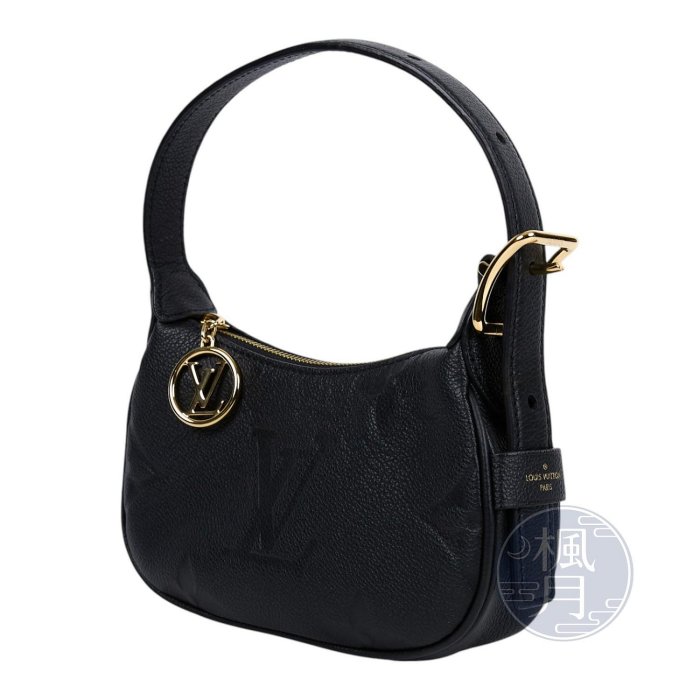 注目 超人氣賣家 BRAND楓月 11282 LOUIS VUITTON LV M82391 黑原花壓紋肩背包 晶片款