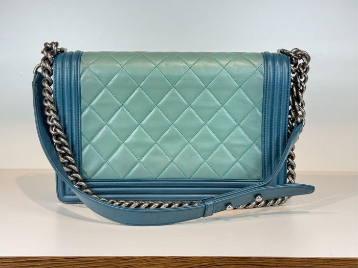 台灣福寶精品 1004 香奈兒 Chanel Boy 28 鏈條包 肩背包 拼色款