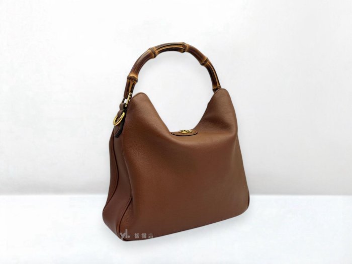 遠麗精品 132 S5413 GUCCI包包 Diana中號棕色牛皮竹節包746124 (板橋府中店)