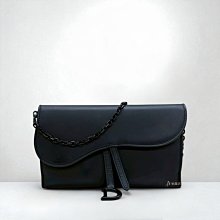 喬萱名品 12 JA1905 Dior包包 黑色霧面小牛皮馬鞍SADDLE長型黑鍊woc (桃園店)
